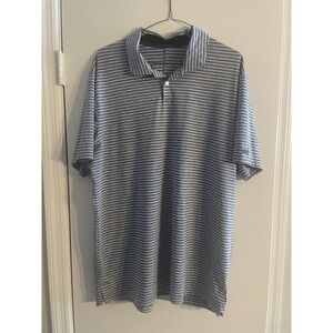Nike TW Tiger Woods Shirt Mens Large Vapor Dry Blue Stripe Golf Polo BQ6722-431